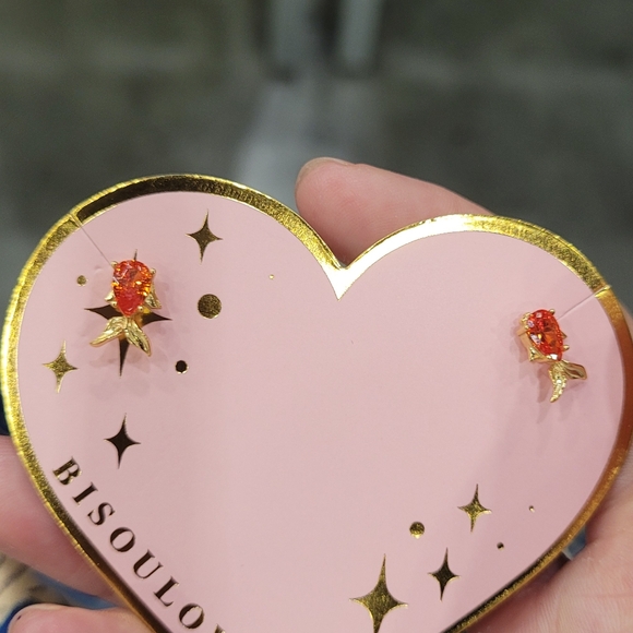 Bisoulovely Diamond Goldfish Stud earrings 14k gold, sterling silver - Picture 1 of 1